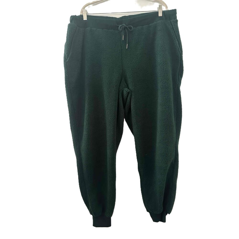 Adore Me Pants Womans Size 2X Green Fleece Joggers Drawstring Waistband Pockets